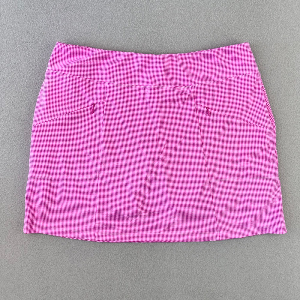 IBKUL Gingham Skort Womens Large Pink Athletic Golf Tennis UPF 50+ Quick Dry